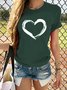 Vintage Short Sleeve Love Heart Printed Plus Size Casual Tops