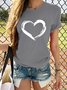 Vintage Short Sleeve Love Heart Printed Plus Size Casual Tops