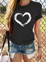 Vintage Short Sleeve Love Heart Printed Plus Size Casual Tops