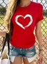 Vintage Short Sleeve Love Heart Printed Plus Size Casual Tops