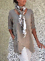 Linen Crew Neck Half Sleeve Solid Shirt & Blouses