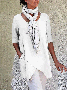 Linen Crew Neck Half Sleeve Solid Shirt & Blouses