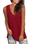 JFN V Neck Solid Causal Tank Top