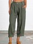 Summer Linen Women Daily Loose Capri Pants With Pockets