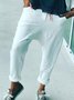 Casual Plain White Pockets Capri Pants
