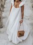 Boho Holiday Ruffled A-Line V neck Weaving Dress