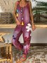 Floral Denim Sleeveless Jumpsuit & Romper