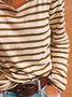Women Striped Long Sleeves Casual T-Shirts