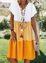 JFN V Neck Colorblock Casual Mini Dresses