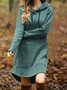Solid Long Sleeve Hoodie Casual Knitting Dress