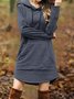 Solid Long Sleeve Hoodie Casual Knitting Dress