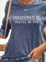 Blue Crew Neck Letters Printed  Long Sleeve Sweatshirt