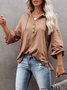 Women's Solid Color Hooded Button Drawstring Sweatshirt