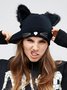 Cat ears fur hat Ladies embroidered knitted hat