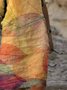 Yellow Casual V Neck Leaves Dress