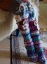 Colorful knit over the knee socks with crochet flowers