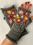 JFN  Embroidered Flower Fingerless Gloves Gloves