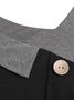Color-Block V-Neck Sleeveless Button Up Casual Tank Tops