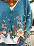 V Neck Casual Long Sleeve Floral Outerwear