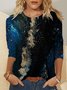 JFN Crew Neck Colorblock Casual Sweatshirt