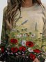 JFN Crew Neck Floral Casual Sweatshirt