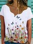 Floral Floral-Print Casual Short Sleeve T-shirt