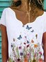 Floral Floral-Print Casual Short Sleeve T-shirt