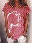 Women's Cat Print Crew Neck Short Sleeve T-shirt