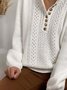 Women Crew Neck Button Long Sleeve Knitting Sweater