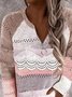 Lace V-Neck Casual Sweaters