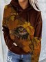 Animal print long-sleeved cotton blend casual hoodie cat pattern Sweatshirts
