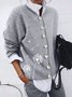JFN Floral Print Button Design Long Sleeve Sweater