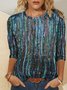 JFN Crew Neck Abstract Geometric Casual Top
