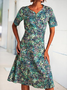 Summer Printed Midi Dress Women Plus Size Weaving Dress