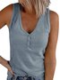 JFN V Neck Solid Causal Tank Top
