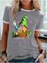 Women's Letter Short Sleeve Tee T-shirt Crew Neck Casual Summer Top