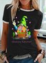 Women's Letter Short Sleeve Tee T-shirt Crew Neck Casual Summer Top