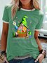 Women's Letter Short Sleeve Tee T-shirt Crew Neck Casual Summer Top