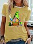 Women's Letter Short Sleeve Tee T-shirt Crew Neck Casual Summer Top