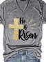 Women's Letter Short Sleeve Tee T-shirt V Neck Casual Summer Top