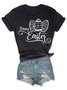 Women's Letter Short Sleeve Tee T-shirt Crew Neck Casual Summer Top