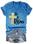 Women's Letter Short Sleeve Tee T-shirt V Neck Casual Summer Top