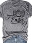 Women's Letter Short Sleeve Tee T-shirt Crew Neck Casual Summer Top