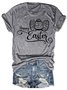 Women's Letter Short Sleeve Tee T-shirt Crew Neck Casual Summer Top