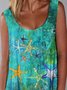 JFN Crew Neck Designer oil painting starfish print dress