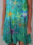 JFN Crew Neck Designer oil painting starfish print dress