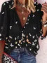 Women's Butterfly Long Sleeve Shirt Spring/Fall Shirt Collar Vacation Casual Top