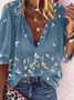 Women's Butterfly Long Sleeve Shirt Spring/Fall Shirt Collar Vacation Casual Top