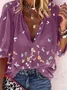 Women's Butterfly Long Sleeve Shirt Spring/Fall Shirt Collar Vacation Casual Top