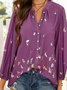 Women's Butterfly Long Sleeve Shirt Spring/Fall Shirt Collar Vacation Casual Top